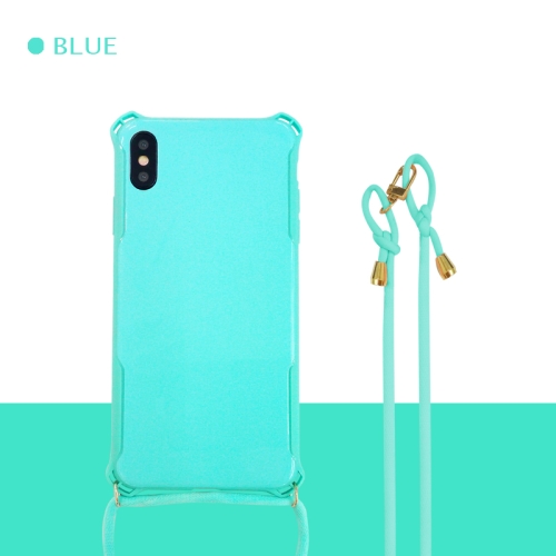 

Colorful Candy Shockproof PET Back Cover+ TPU Frame Phone Protective Case With Lanyard Neck Strap Rope（Adjustable length: 113CM） For iPhone X & XS(Baby Blue)