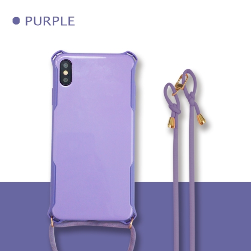 

Colorful Candy Shockproof PET Back Cover+ TPU Frame Phone Protective Case With Lanyard Neck Strap Rope（Adjustable length: 113CM） For iPhone 6 & 6s(Purple)