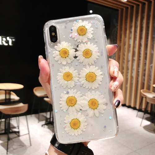 

Daisy Pattern Real Dried Flowers Transparent Soft TPU Cover For iPhone 8 Plus & 7 Plus(White)