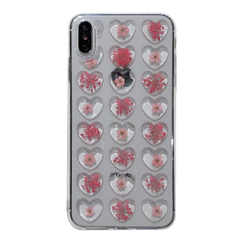 

Heart-shaped Real Dried Flowers Transparent Soft TPU Cover For iPhone 8 & 7(Heart-shaped dry flower D)