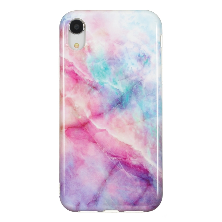 

TPU Protective Case For iPhone XR(Pink Green Marble)