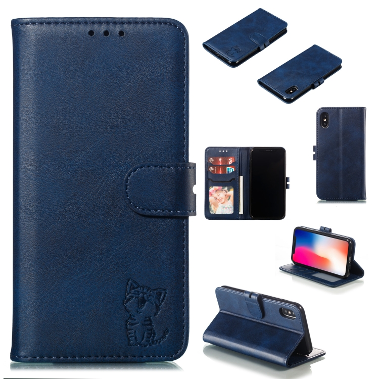 

Leather Protective Case For iPhone X & XS(Blue)