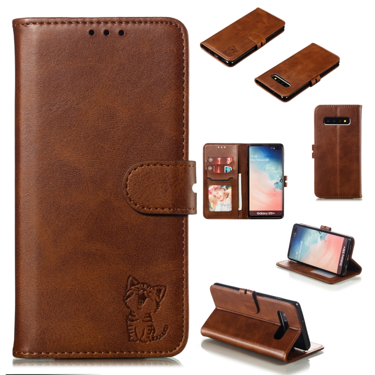 

Leather Protective Case For Galaxy S10 Plus(Brown)