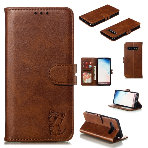 

Leather Protective Case For Galaxy S10(Brown)