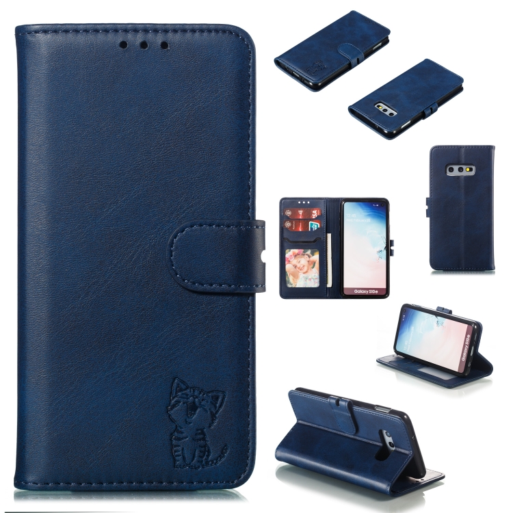 

Leather Protective Case For Galaxy S10e(Blue)