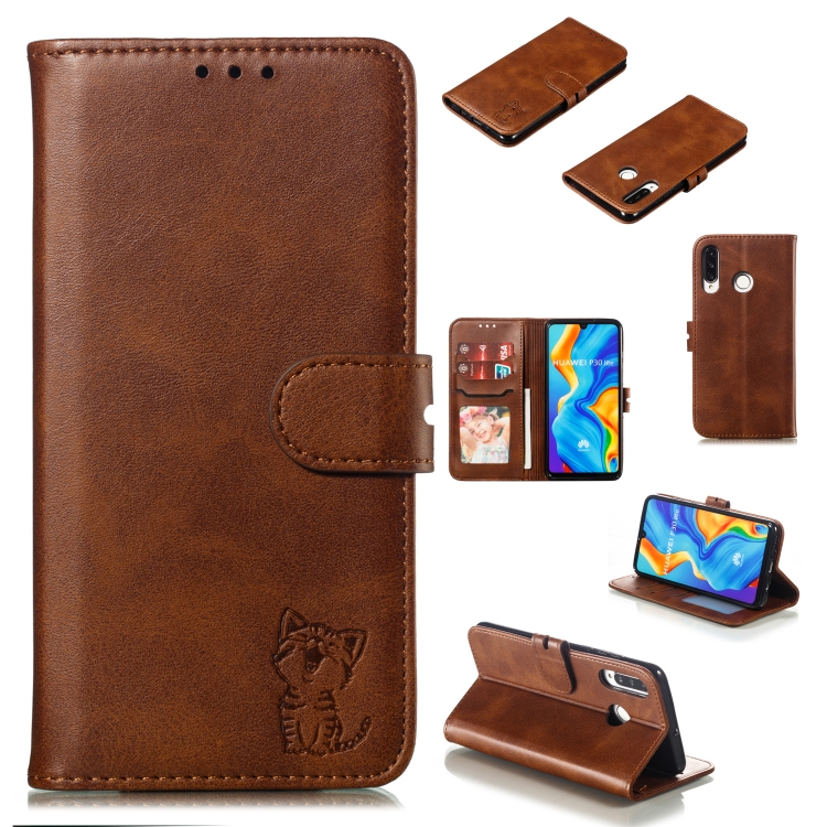 

Leather Protective Case For Huawei P30 Lite(Brown)