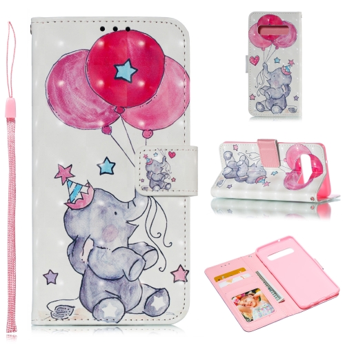 

Leather Protective Case For Galaxy S10(Elephant balloons)