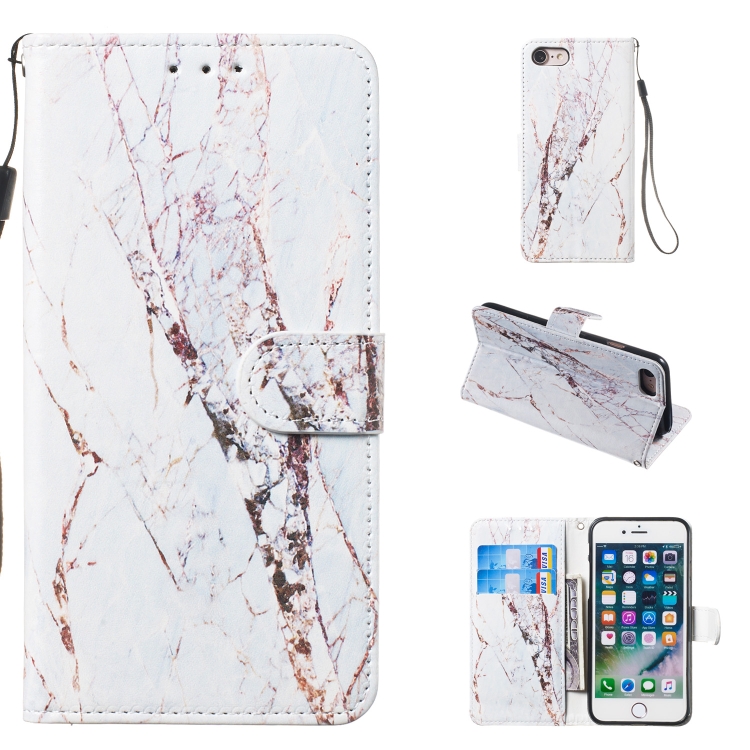 

Leather Protective Case For iPhone SE 2020 & 8 & 7(White Marble)