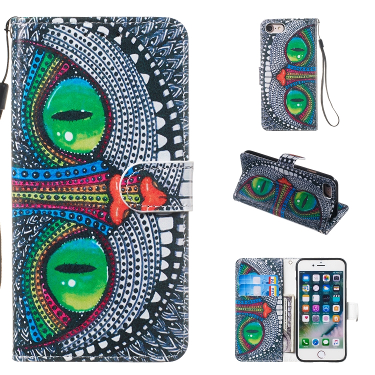 

Leather Protective Case For iPhone 8 & 7(Green Eyes)