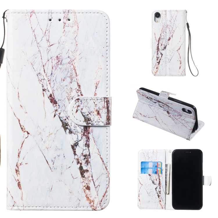 

Leather Protective Case For iPhone XR(White Marble)