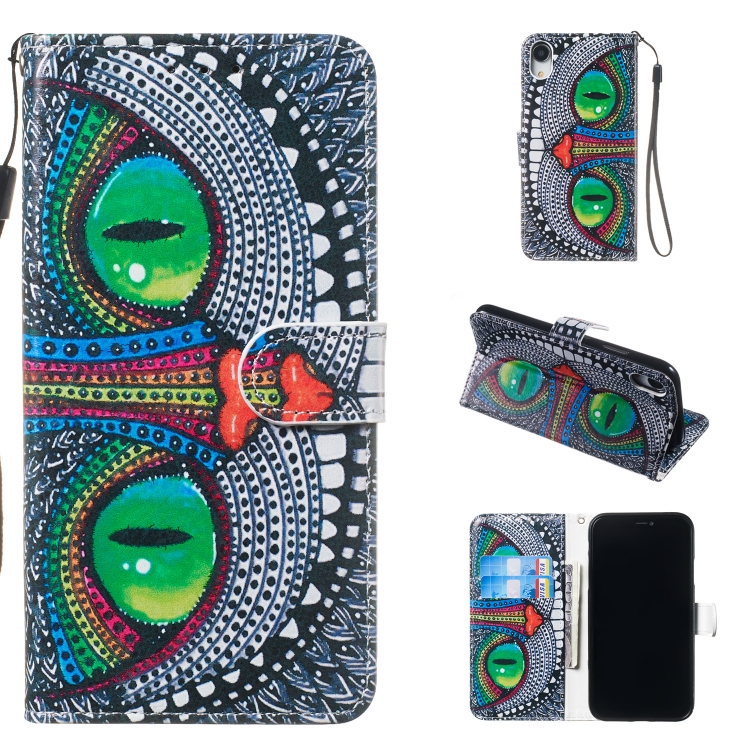 

Leather Protective Case For iPhone XR(Green Eyes)