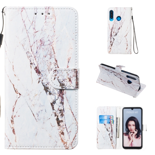 

Leather Protective Case For Huawei P30 Lite(White Marble)