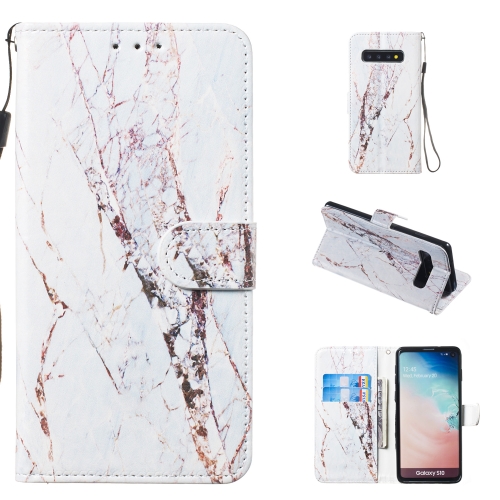 

Leather Protective Case For Galaxy S10(White Marble)