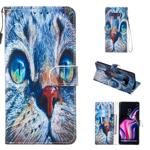 

Leather Protective Case For Galaxy Note9(Blue Cat)