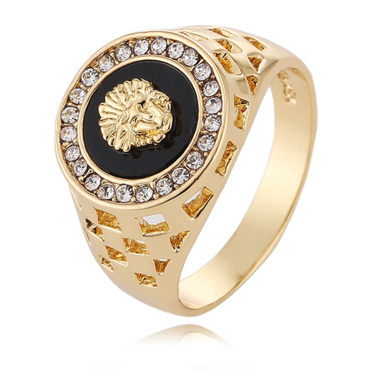 

Hip Hop 18K Gold Plated Lion Head Rhinestone Ring for Men, US Size: 12, Inner Diameter: 22mm, Perimeter: 67.2mm(Gold)