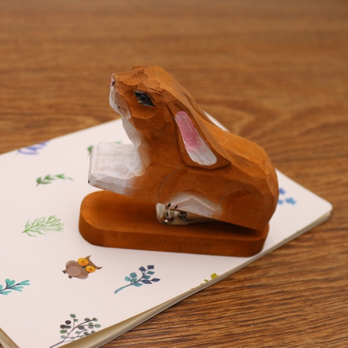 

24/6 26/6 Handmade Wood Animal Mini Stapler Paper Office School Smart Home Kit ( Rabbit )