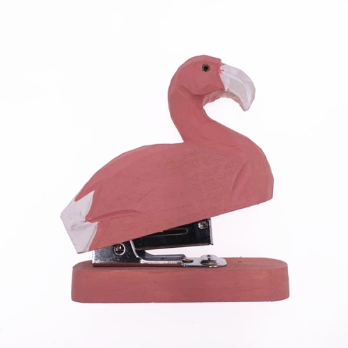 

24/6 26/6 Handmade Wood Animal Mini Stapler Paper Office School Smart Home Kit ( Flamingo )