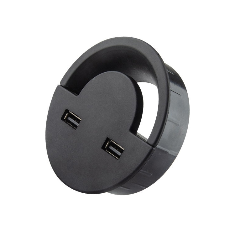 

80mm Desktop Outlet USB Cable Wire Hole Cover Round Winder Holder