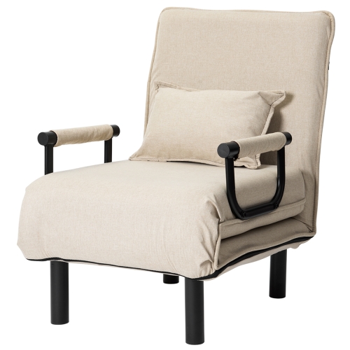 

[JPN Warehouse] Angle Adjustable Single Sofa Bed Sleep Recliner with Armrests & Cushions, Size: 86 x 59 x 57cm(Beige)