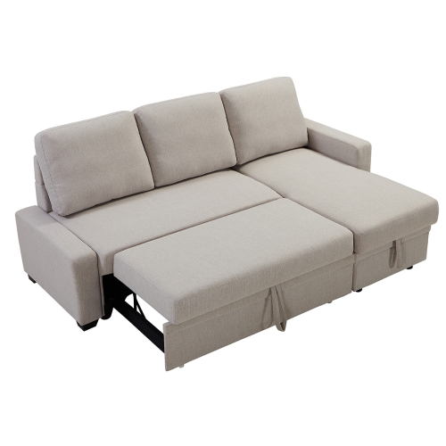 

[JPN Warehouse] Three-seat Multifunctional Combination Fabric Lazy Sofa Bed Foldable Bed with Drawer, Size: 209 x 137 x 93cm(Beige)