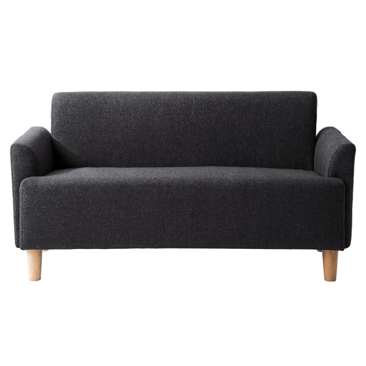 

[JPN Warehouse] Natural Wood Leg Compact Living Room Double Sofa with Armrests, Size: 124 x 64 x 57.5cm(Black)