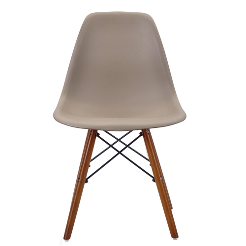 

[JPN Warehouse] Shell-shaped Plastic Chairs Dining Chairs with Natural Wooden Feet, Size: 82.5 x 46 x 40cm (Milk Tea + Brown)