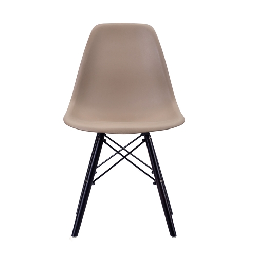 

[JPN Warehouse] Shell-shaped Plastic Chairs Dining Chairs with Natural Wooden Feet, Size: 82.5 x 46 x 40cm (Milk Tea + Dark Brown)