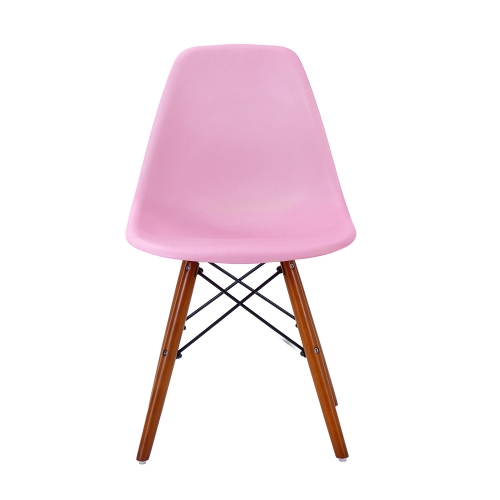 

[JPN Warehouse] Shell-shaped Plastic Chairs Dining Chairs with Natural Wooden Feet, Size: 82.5 x 46 x 40cm (Pink + Brown)