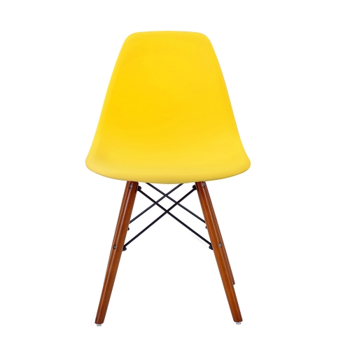 

[JPN Warehouse] Shell-shaped Plastic Chairs Dining Chairs with Natural Wooden Feet, Size: 82.5 x 46 x 40cm (Yellow + Brown)