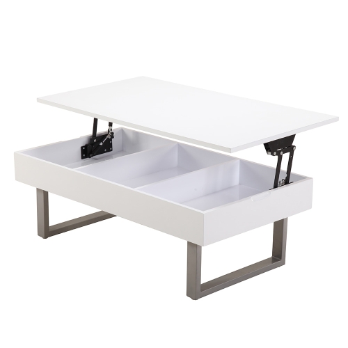 

[JPN Warehouse] Liftable Spray-painted Smooth Rectangle Table Tea Table Low Table with Storage Function, Size: 100 x 55 x 55cm(White)