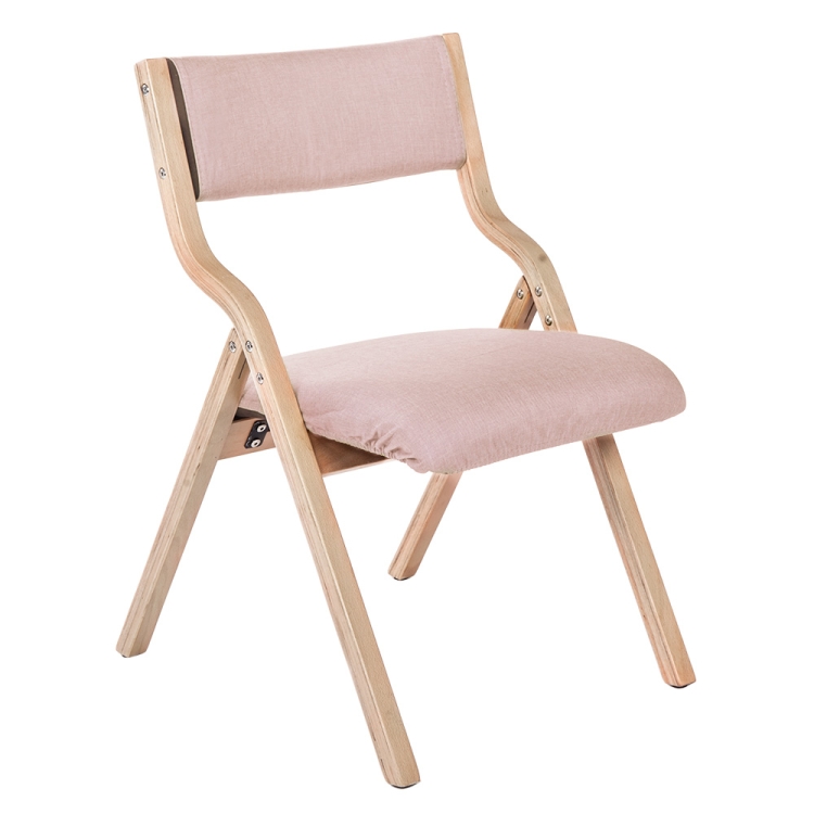 

[JPN Warehouse] Household Living Room Wooden Dining Chairs Foldable Chairs with Detachable Chairs Cover & Armrest, Size: 78 x 56.5 x 48cm(Pink)