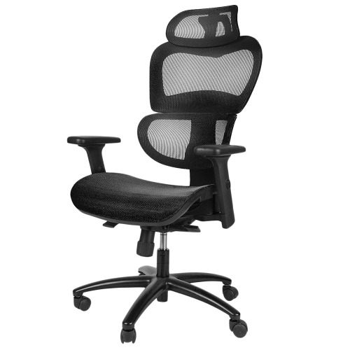 

[JPN Warehouse] Y-shaped Net-back Office Chairs Swivel Lift Chairs with Armrests & Headrest, Seat Size: 66 x 50cm, Height Range: 115-131cm(Black)
