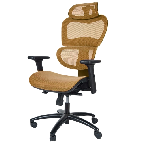 

[JPN Warehouse] Y-shaped Net-back Office Chairs Swivel Lift Chairs with Armrests & Headrest, Seat Size: 66 x 50cm, Height Range: 115-131cm(Orange)