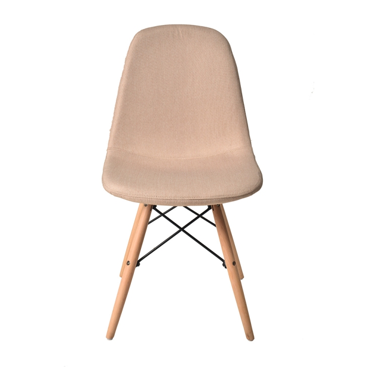 

[JPN Warehouse] Shell-shaped Fabric Dining Chairs with Natural Wooden Feet, Size: 81 x 54 x 41cm (Beige)