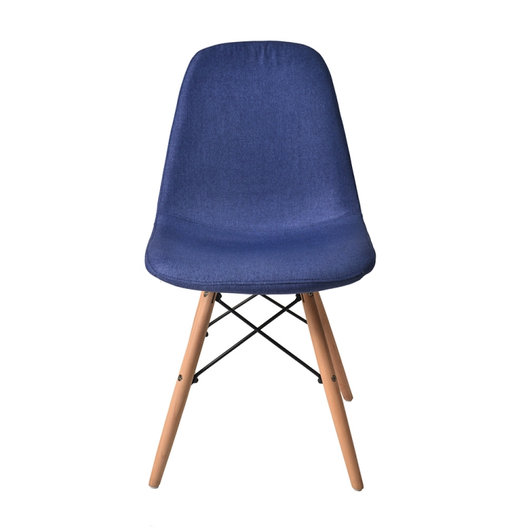 

[JPN Warehouse] Shell-shaped Fabric Dining Chairs with Natural Wooden Feet, Size: 81 x 54 x 41cm (Navy Blue)