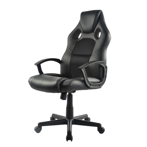 

[JPN Warehouse] Swivel Lift Chairs Reclining Leisure PU Leather Office Chairs Game Chairs with Armrests & Casters, Size: 62 x 51cm, Height Range: 107-115cm (Black)