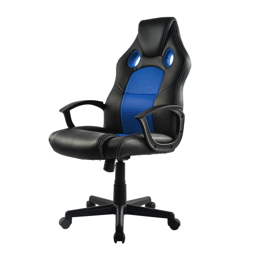 

[JPN Warehouse] Swivel Lift Chairs Reclining Leisure PU Leather Office Chairs Game Chairs with Armrests & Casters, Size: 62 x 51cm, Height Range: 107-115cm (Blue)