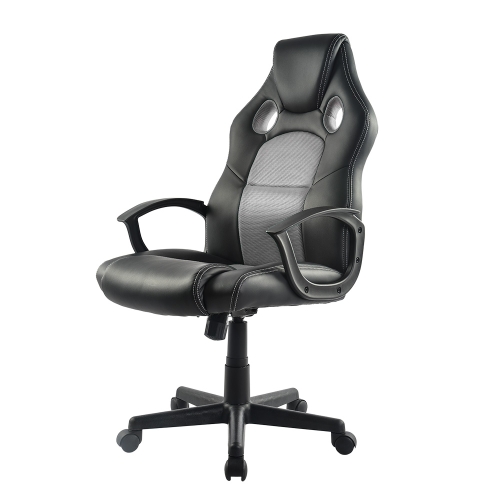 

[JPN Warehouse] Swivel Lift Chairs Reclining Leisure PU Leather Office Chairs Game Chairs with Armrests & Casters, Size: 62 x 51cm, Height Range: 107-115cm (Grey)