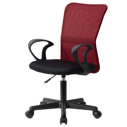 

[JPN Warehouse] Mesh and Breathable Office Chairs Lifting Adjustable Chairs with Armrests, Seat Size: 43 x 42cm, Height Range: 82-94cm(Wine Red)