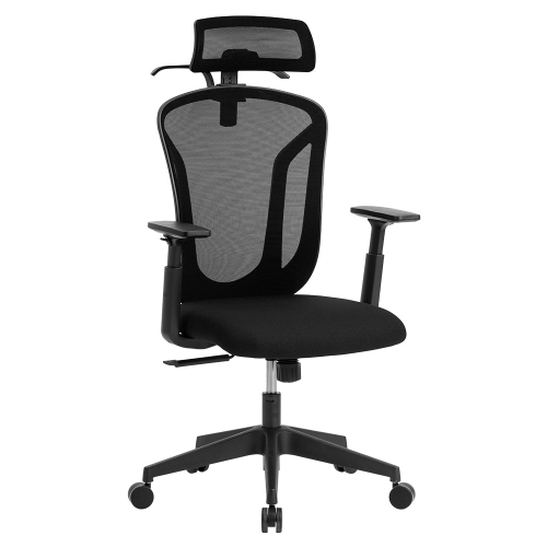 

[JPN Warehouse] Angle Adjustable Mesh Back Office Chair Rotatable Lift Chair with Clothes Stand & Armrest & Headrest, Seat Size: 51 x 50cm, Height Range: 123.5-133.5cm(Black)