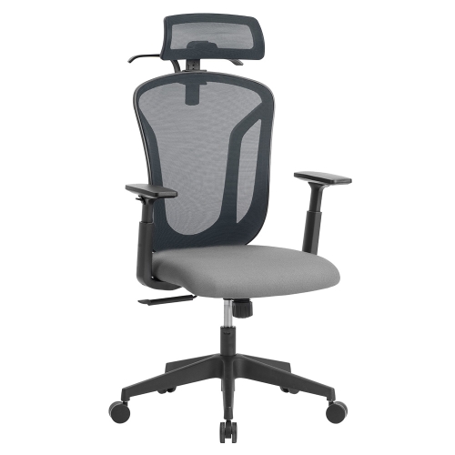 

[JPN Warehouse] Angle Adjustable Mesh Back Office Chair Rotatable Lift Chair with Clothes Stand & Armrest & Headrest, Seat Size: 51 x 50cm, Height Range: 123.5-133.5cm(Grey)