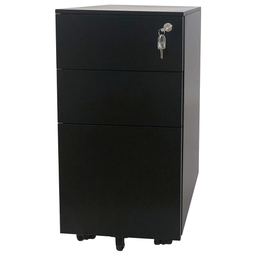 

[JPN Warehouse] Mobile Multifunctional File Organizing Drawer Cabinet with Lock, Size: 60 x 43 x 30cm(Black)