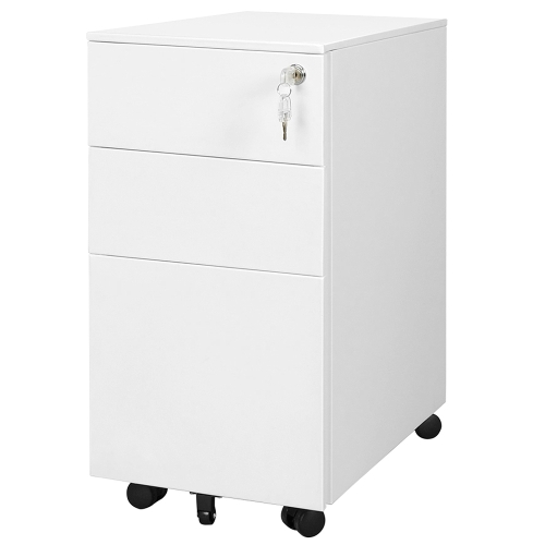 

[JPN Warehouse] Mobile Multifunctional File Organizing Drawer Cabinet with Lock, Size: 60 x 43 x 30cm(White)