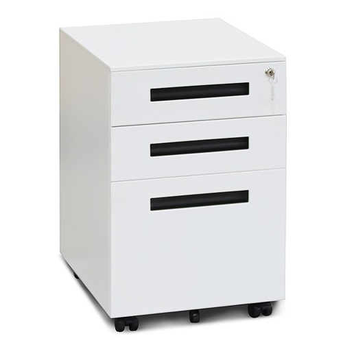 

[JPN Warehouse] Mobile Multifunctional File Organizing Drawer Cabinet with Lock, Size: 60 x 45 x 39cm(Black White)