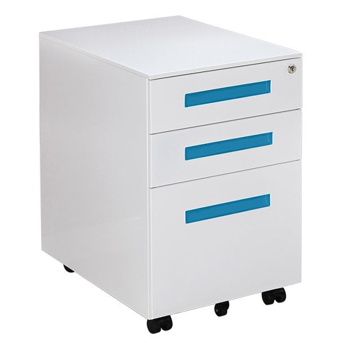 

[JPN Warehouse] Mobile Multifunctional File Organizing Drawer Cabinet with Lock, Size: 60 x 45 x 39cm(Baby Blue)