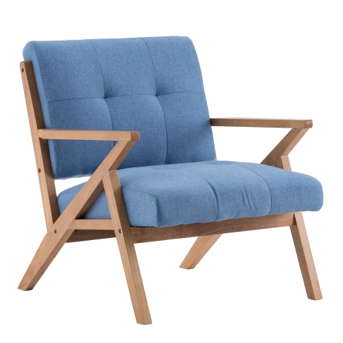 

[US Warehouse] Solid Wood K-shaped Retro Single Sofa Chairs Fabric Chairs, Size: 78.7 x 78 x 73.4cm