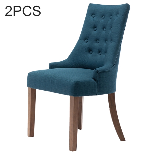 

[US Warehouse] 2 PCS Fabric Upholstered Dining Room Chairs without Armrests, Size: 100 x 62 x 58cm(Dark Blue)