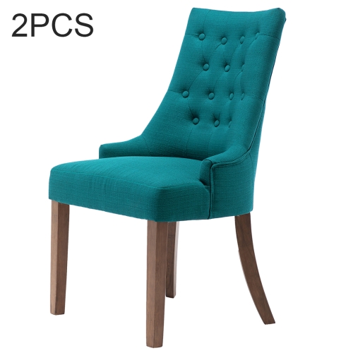 

[US Warehouse] 2 PCS Fabric Upholstered Dining Room Chairs without Armrests, Size: 100 x 62 x 58cm(Blue)