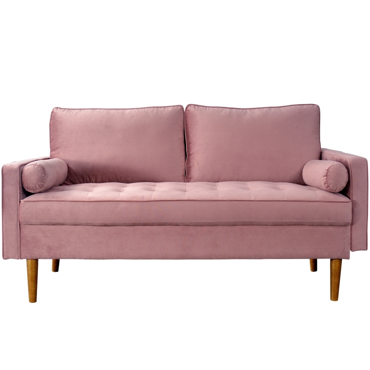 

[US Warehouse] Suede Leather Double Sofa High Back Sofa with Armrests, Size: 177 x 84 x 80.5cm(Pink)