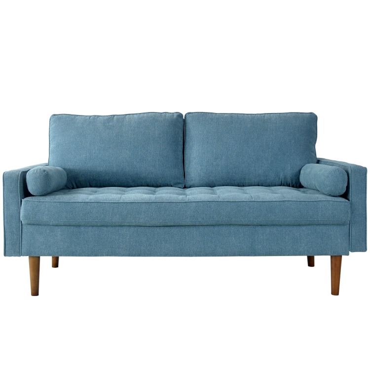 

[US Warehouse] Suede Leather Double Sofa High Back Sofa with Armrests, Size: 177 x 84 x 80.5cm(Blue)